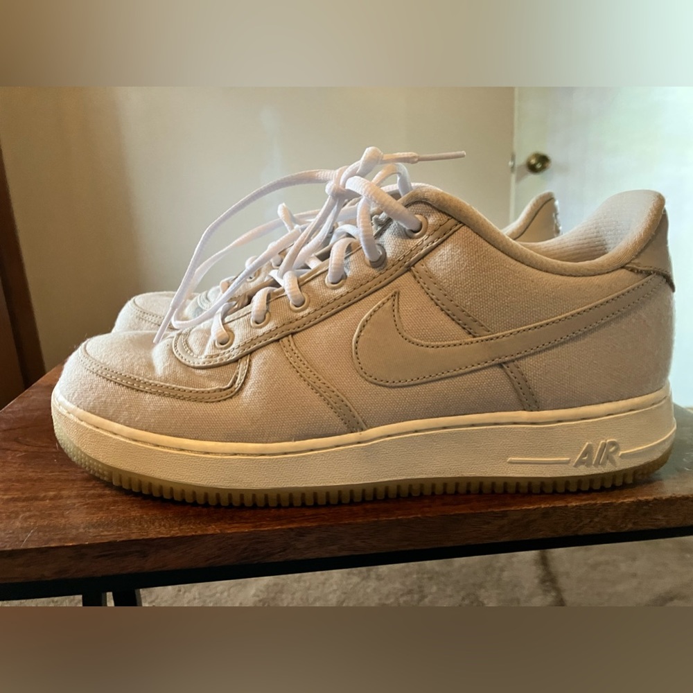 Gray canvas air force 1’s, size 11